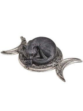 LAST CHANCE!! NIB Alchemy Gothic Triple Moon Black Cat Wiccan Decor